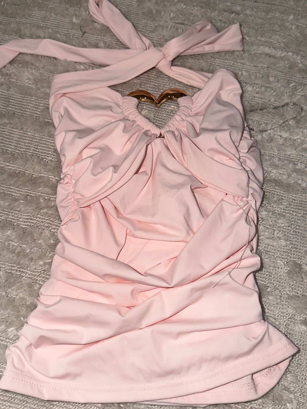 Muy Muy Light Pink Halter Tankini Top with Heart Accent